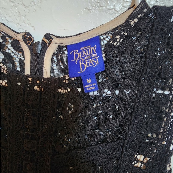 Disney Beauty and the Beast Lace Dress Nude Liner Black Sleeveless Medium - Picture 3 of 3